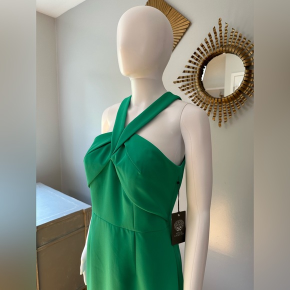 Vince Camuto - Green Sleeveless Halter Sheath Dress - Picture 2 of 10